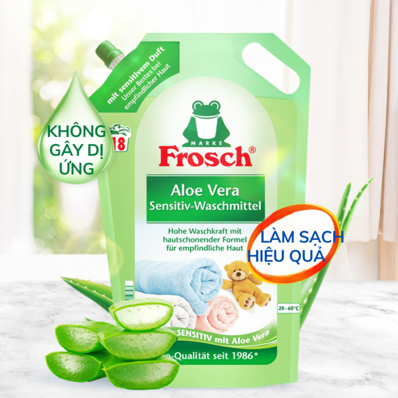 Túi Nước Giặt Quần Áo Hữu Cơ Frosch 1.8L Hương Lô Hội